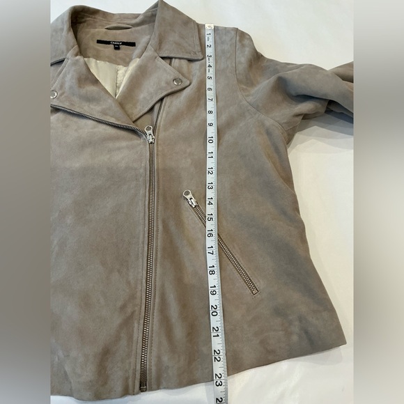 Quince 100% Suede Goat Leather Asymmetrical Zip Moto Jacket in Light Tan Size XL - Picture 11 of 16